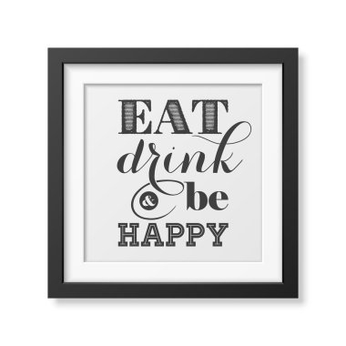 Tipografik arka planda gerçekçi kare siyah çerçeve alıntı