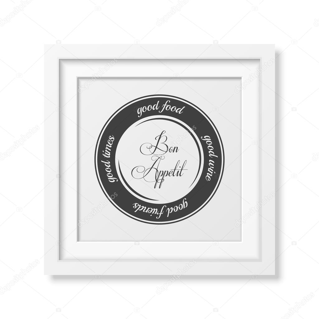 Quote typographical Background in the realistic square white frame