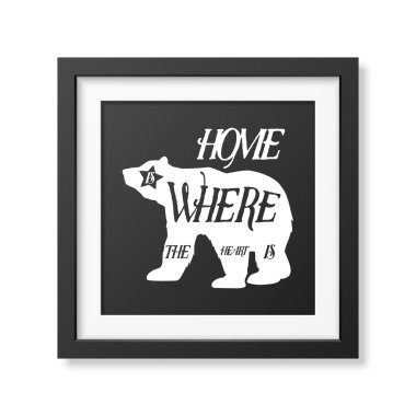 Tipografik arka planda gerçekçi kare siyah çerçeve alıntı