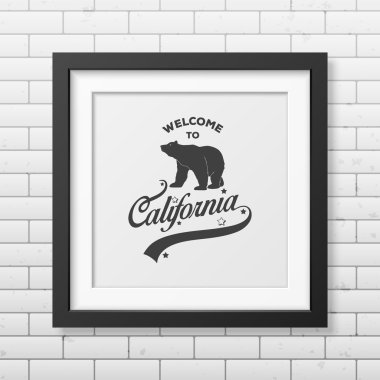 Typographical Background in realistic square black frame on white background.