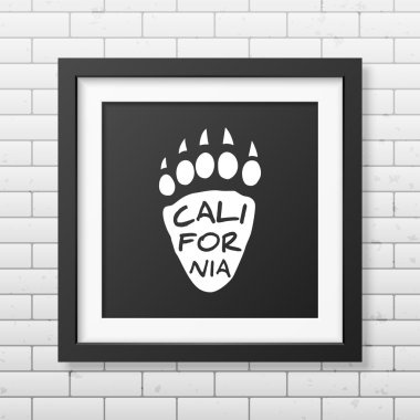 Typographical Background in realistic square black frame on white background.
