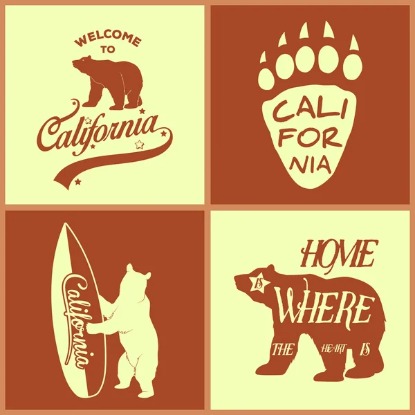 Set di emblemi di california monocromatica vintage ed elementi di design . — Vettoriale Stock