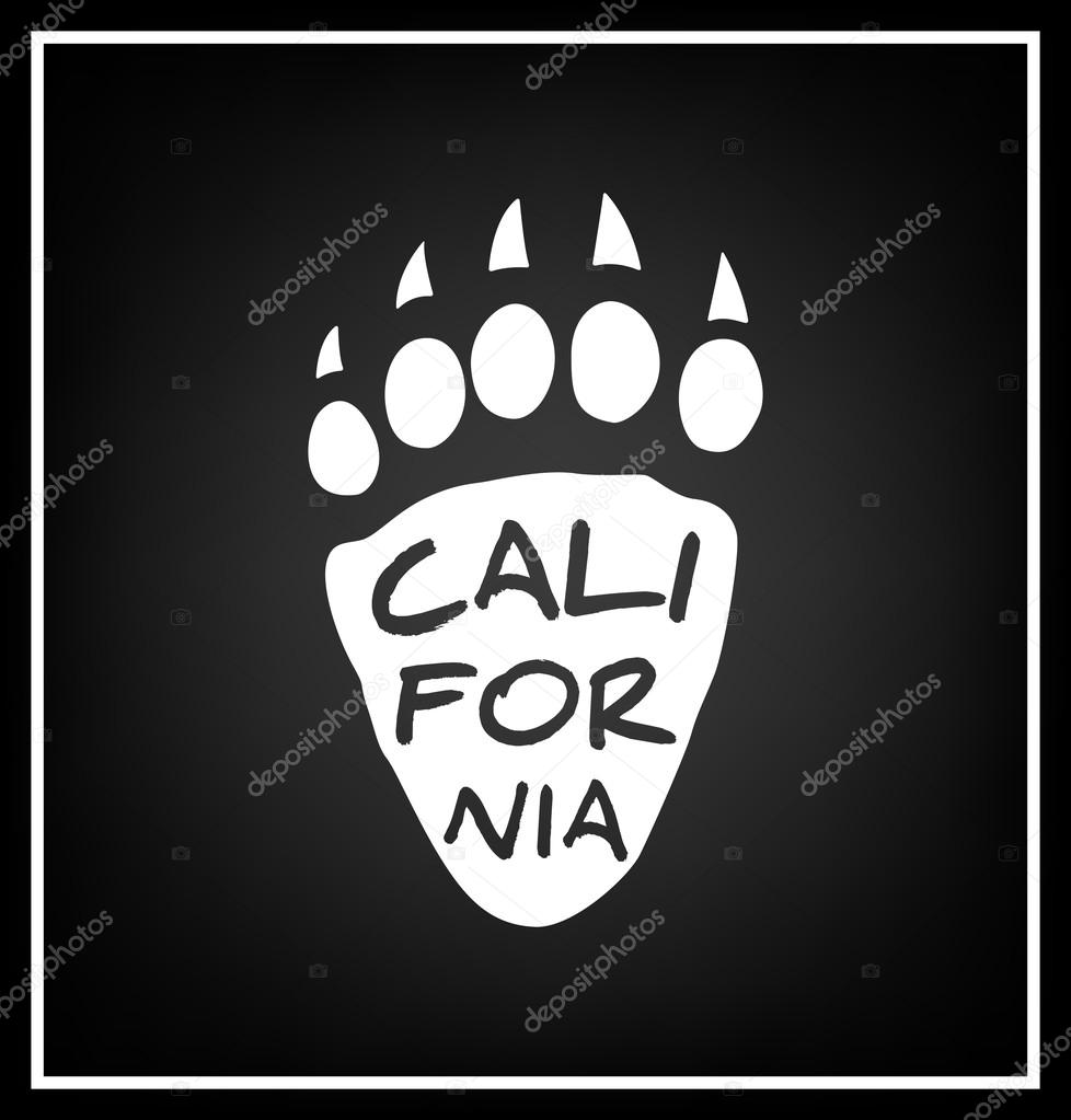 Californian bear paw print - typographical Background. Vector EPS8 illustration