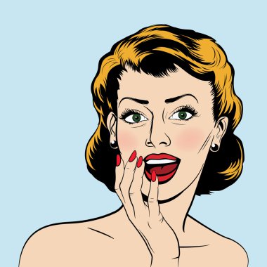 Vektör sürpriz kadın pop sanat çizgi roman tarzı