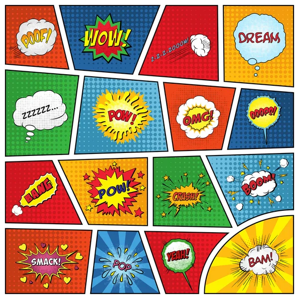 Set voor komische sound effects — Stockvector