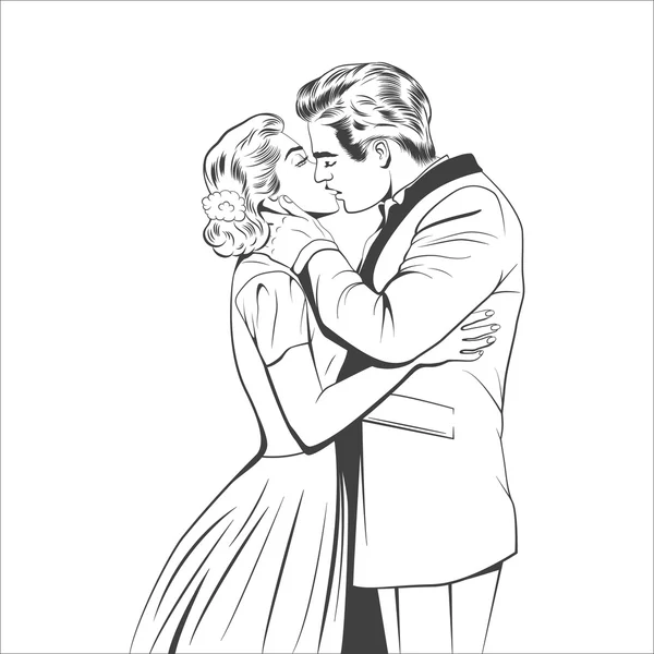 Vector besos pareja — Vector de stock