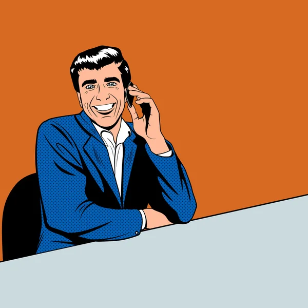 Affärsman tala via telefon — Stock vektor