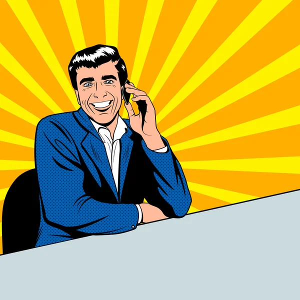 Homme d'affaires parlant par téléphone — Image vectorielle