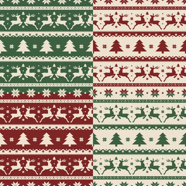 Set of Christmas and New year seamless patterns — Stock Vector