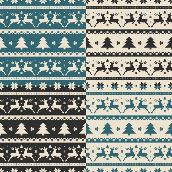 Ensemble de Noël et Nouvel An motifs sans couture — Image vectorielle