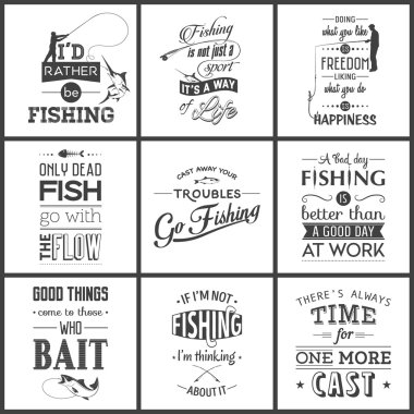 Set of vintage fishing typographic quotes