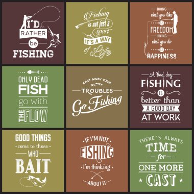 Set of vintage fishing typographic quotes