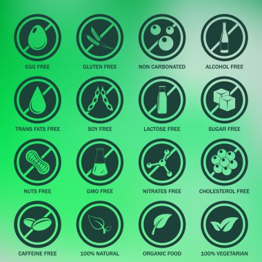 Alerjen simgeler kümesi vektör.