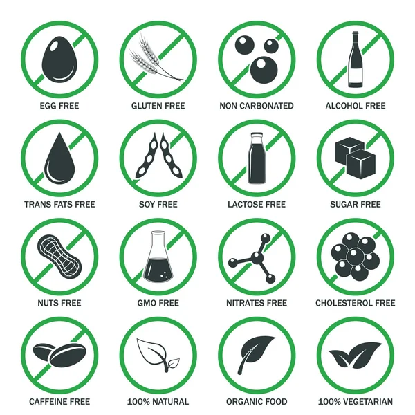 Set di icone allergene vettoriale . — Vettoriale Stock