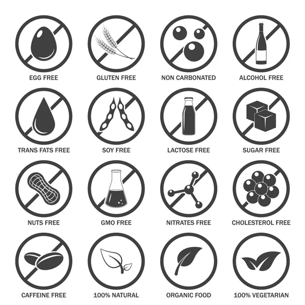 Allergen icons vector set. — Stock Vector