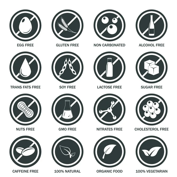 Allergen icons vector set. — Stock Vector