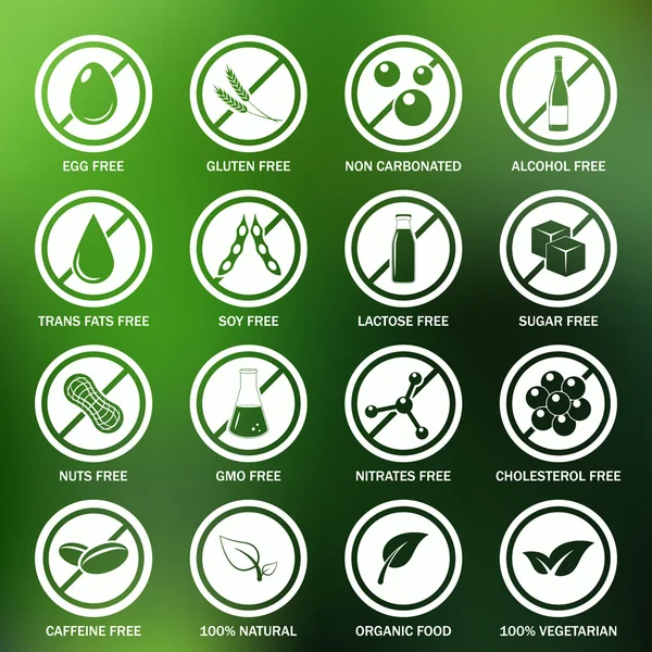 Allergen icons vector set. — Stock Vector