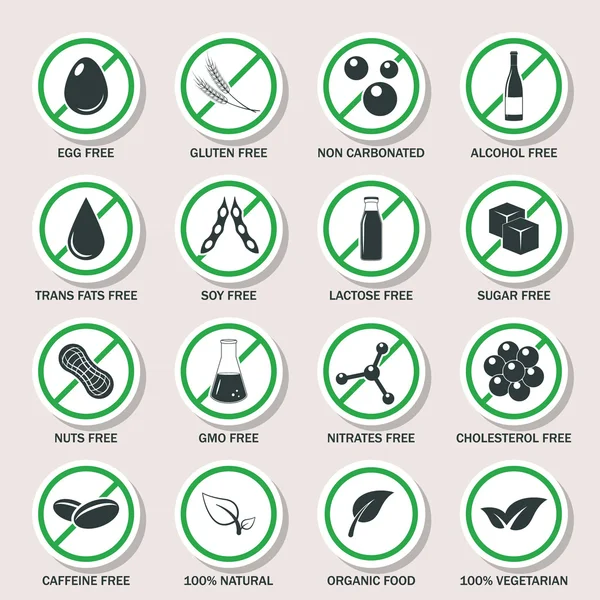 Allergen icons vector set. — Stock Vector