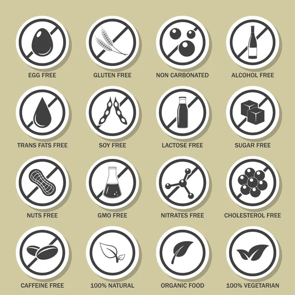 Allergen icons vector set. — Stock Vector