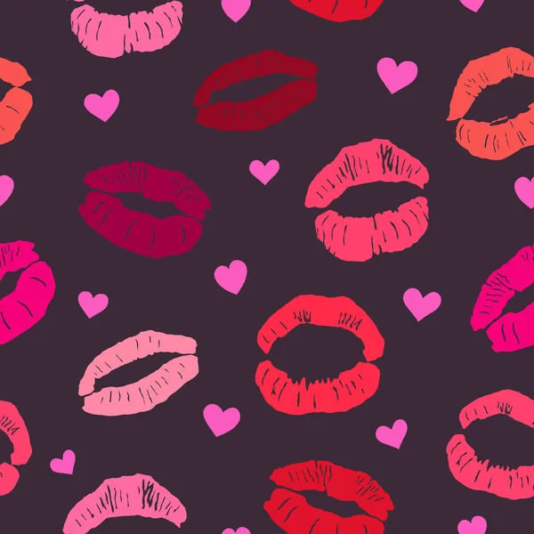 Seamless pattern with lips prints — Stock Vector