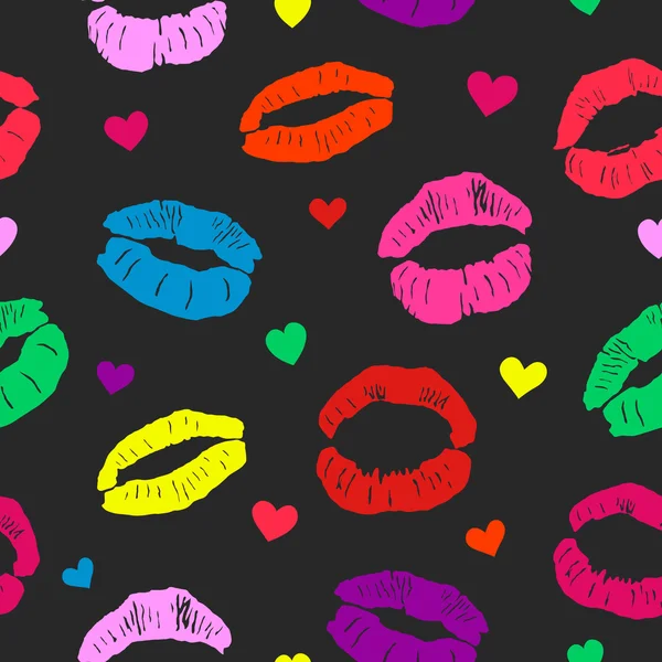 Seamless pattern with lips prints — Stock Vector