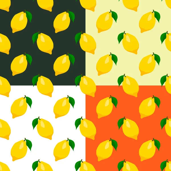 Set of lemons seamless patterns — Stock Vector