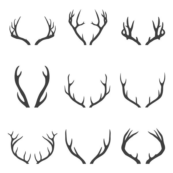 Ensemble de cornes de cerf — Image vectorielle