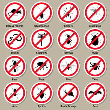 Haşere ve böcek kontrol Icons set.