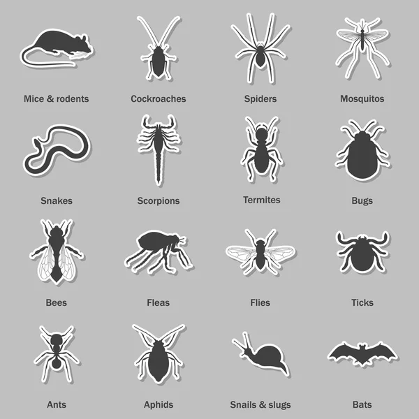 Set di icone per il controllo di parassiti e insetti . — Vettoriale Stock