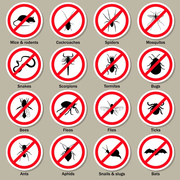 Conjunto de iconos de control de plagas e insectos . — Vector de stock