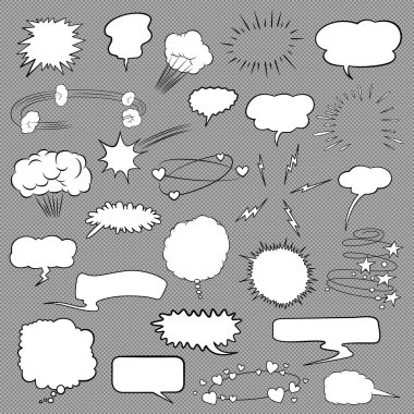 Komik kabarcıklar ve öğeleri kümesi