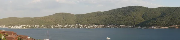 Panorama banner, Egeïsche Zee Lagune Landschap. Ochtend frisse sfeer — Stockfoto