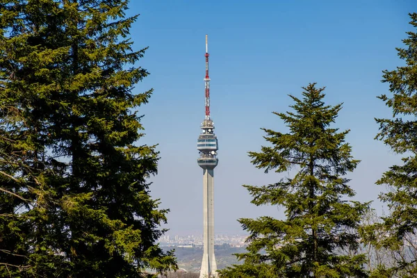 Belgrad Serbien Mars 2019 Avala Tower 204 Meter Högt Telekommunikationstorn — Stockfoto