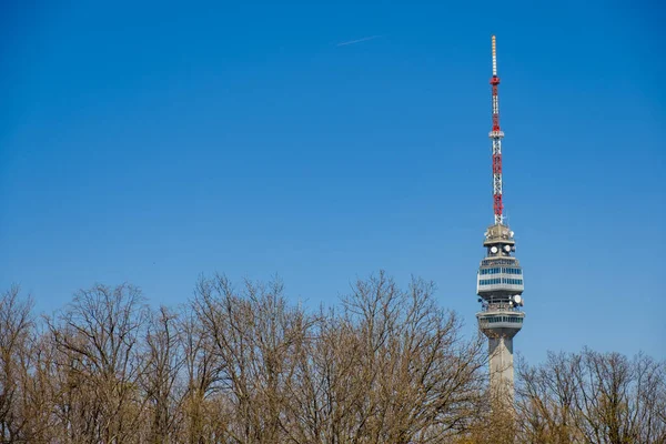 Belgrado Sérvia Março 2019 Torre Avala 204 Metros Altura Torre — Fotografia de Stock