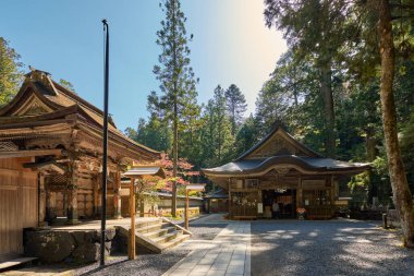 Koya, Wakayama Bölgesi, Japonya - 29 Nisan 2018: Koyasan Dağı Koya Tapınağı, UNESCO dünya mirası alanı ve Japon Shingon Budizm mezhebinin 1200 yıllık merkezi