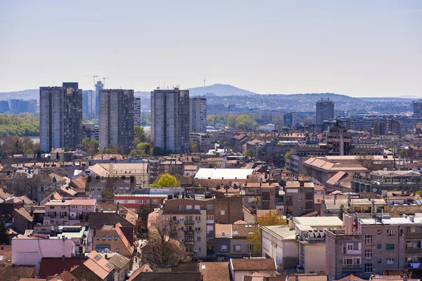 Stadsbilden Kommunerna Zemun Och Novi Beograd Belgrad Serbiens Huvudstad Den — Stockfoto