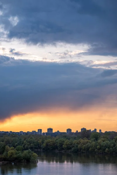 Stadsgezicht Van Belgrado Bij Zonsondergang Uitzicht Vanaf Fort Kalemegdan Belgrado — Stockfoto