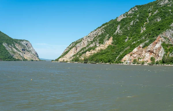 Danube river at the Iron gates Djerdapska klisura gorge between Serbia and Romania