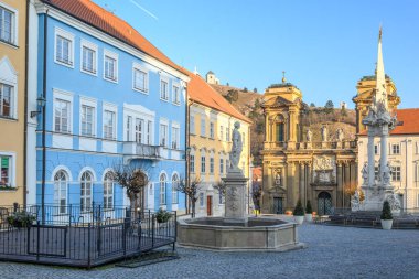 Çek Cumhuriyeti 'nin Güney Moravya Bölgesi' ndeki tarihi Mikulov kentinin 9 Şubat 2025 tarihli manzarası