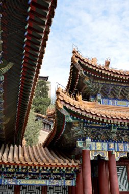 20 Nisan 2024 'te Çin' in Pekin kentindeki Yaz Sarayı 'nın dekoratif mimarisi, Çin İmparatorluk bahçeleri ve sarayları kompleksi ve UNESCO Dünya Mirasları Alanı