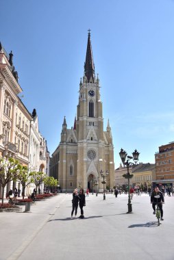 The Name of Mary Church Roman Catholic Gothic Revival parish church on Freedom Square in Novi Sad, Vojvodina, Serbia on 27 April 2023