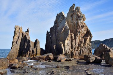 Hashigui Rocks natural stone formations in Kushimoto Town in Kii Peninsula of Wakayama Prefecture in Japan
