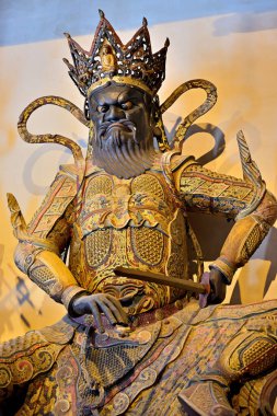 28 Temmuz 2015 tarihinde Çin 'in başkenti Şangay' da Batı Nanjing Yolu 'ndaki tarihi Budist tapınak kompleksi Budist tanrısı.