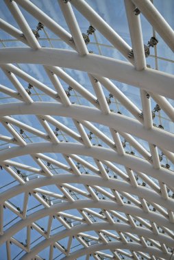 Barış köprüsünün cam ve çelik inşaatı, Gürcistan 'ın başkenti Tiflis' in ortasındaki Kura Mtkvari nehri üzerindeki yaya köprüsü.