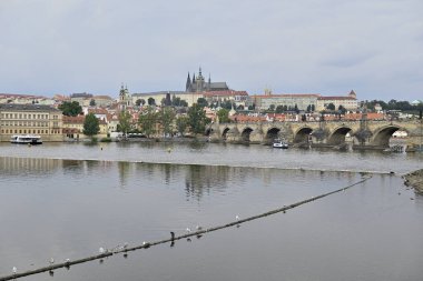 Vltava Nehri ve Prag 'ın eski mimarisi, Çek Cumhuriyeti' nin başkenti 8 Ağustos 2024
