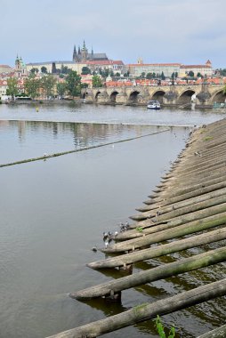 Vltava Nehri ve Prag 'ın eski mimarisi, Çek Cumhuriyeti' nin başkenti 8 Ağustos 2024