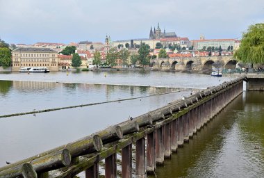 Vltava Nehri ve Prag 'ın eski mimarisi, Çek Cumhuriyeti' nin başkenti 8 Ağustos 2024