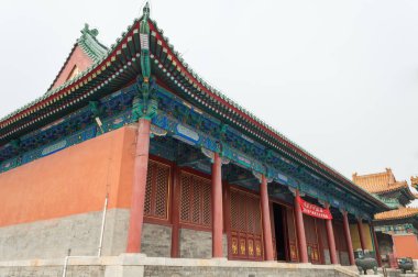 Çin 'in Pekin şehrinde 21 Eylül 2014 tarihinde Xicheng Bölgesi' nde eski imparatorların onuruna hizmet veren Antik Krallar Tapınağı (Lidai Diwang Miao) Ming Hanedanlığı tapınağı.