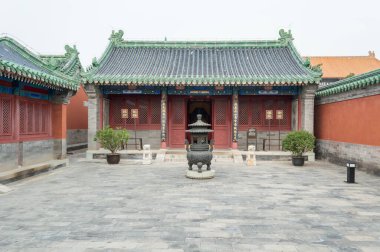 Çin 'in Pekin şehrinde 21 Eylül 2014 tarihinde Xicheng Bölgesi' nde eski imparatorların onuruna hizmet veren Antik Krallar Tapınağı (Lidai Diwang Miao) Ming Hanedanlığı tapınağı.