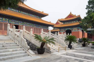 Çin 'in Pekin şehrinde 21 Eylül 2014 tarihinde Xicheng Bölgesi' nde eski imparatorların onuruna hizmet veren Antik Krallar Tapınağı (Lidai Diwang Miao) Ming Hanedanlığı tapınağı.